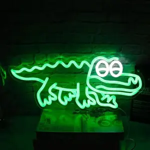 Croc Led Neon Light for Kids Room, USB Powered Adjustable Brightness Wall Mounted Decorative Lamp, Perfect Gift for Birthdays Christmas Holidays