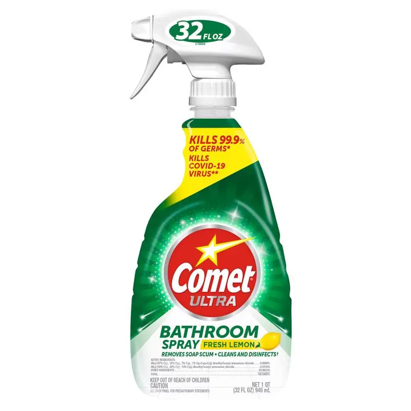 212 MAIN Comet Ultra 1026634 Lemon Scent Concentrated Bathroom Cleaner Spray - 32 oz, EPA Registered, Container, Pack of 9, Household Home Care Supply