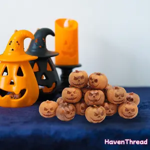 Halloween Pumpkin Shaped Decoration, 20pcs/set Pumpkin Resin Crafts, Garden Pavement Stone Pumpkin Statues, Living Room Fruit Tray Decoration Statues, Decorative Fruit Ornaments, Birthday Party Decorations