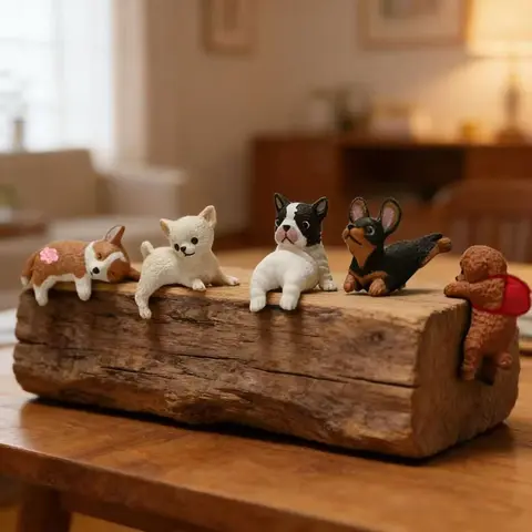 5pcs Dog Figurines, Realistic Plastic Puppy Figurines, Hand Painted Emulation Tiny Dogs, Dog Cake Topper, Cake Decorating, Easter Egg Birthday Gift, Decoration, Cake Topper Decorations