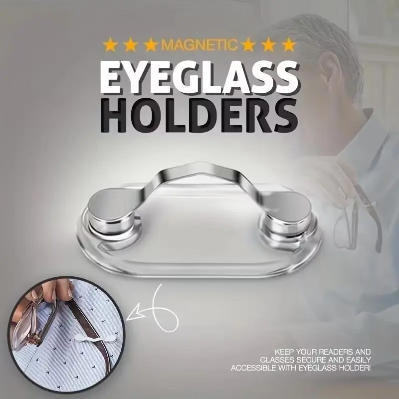 Magnetic Eyeglass Holder, Magnetic Pin Badge Clip, Earphone Clip, V-Shaped Storage Rack, Magnetic Clothes Clip, Clamp Type, Strong Magnetism, Lightweight, Organiser, Compact