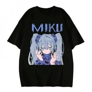 Japanese Anime Character Cute MIKU 2024 New Style 2024 Summer Women T-Shirts Street Fashion Casual Style Short Sleeve Lady's T