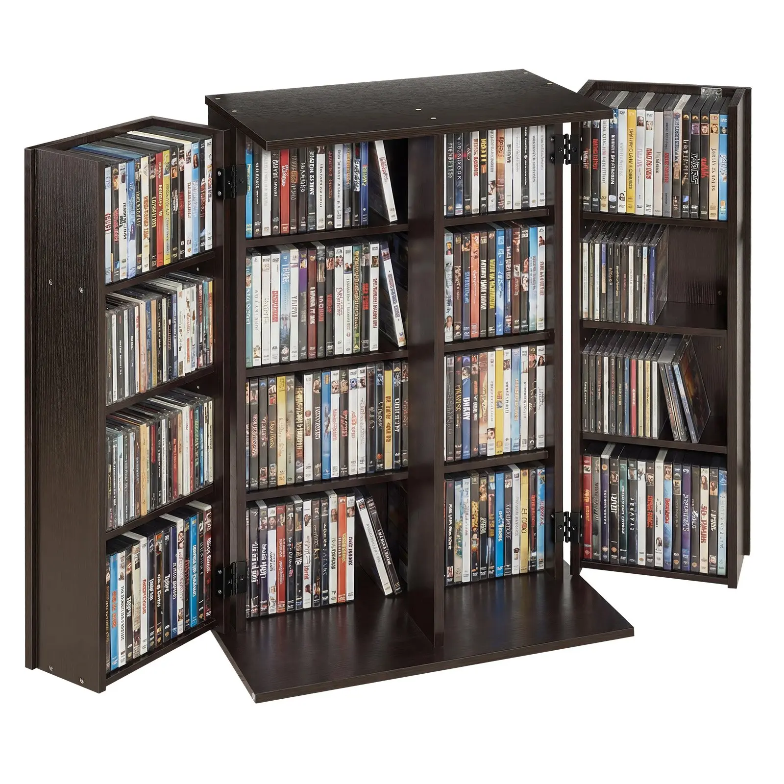 VEVOR Sturdy Stable Media Cabinet with Widened Base, 4-Tier Shelves DVD Organizer (24.02x14.49x33.31 in) for CDs, Books, Games, Ideal for Living Room, Home Office, 24.02 X 14.49 X 33.31 In