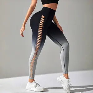 New Style Sports Hollow Yoga Pants High Waist Hip Lift Seamless Leggings for Women Tie-Dye Nylon Spandex Yoga Running Fitness gym clothes women yoga pants for women baggy gym fits straight leg yoga pants oner active