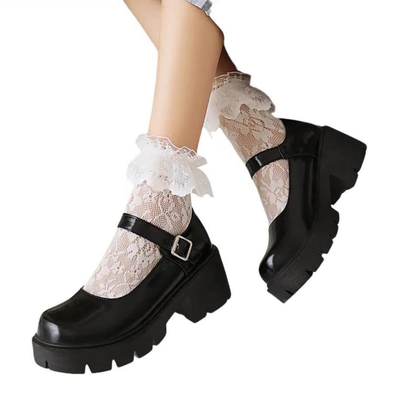 Mary Janes Shoes PlatformDress Low Heel Chunky Pumps Round Toe AnkleStrap Pumps Shoes '90s retro Oxfords