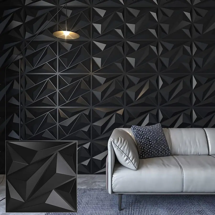 Aadesh 3D Wall Panel (Includes Roll of Mounting Tape), Interior Wall Decor, Geometric Texture Pattern for Living Room, Lobby, Bedroom, Hotel, Office, Game Room, TV Backdrop, 11.8 x 11.8 inches (Approx. 30 x 30 cm), White/Black/Pink/Gray