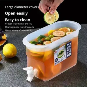 3.5L Large Capacity Curling Bottle With Faucet For Fruit Brewing Tea Bottle Refrigerator For Cold Drinks Essential For Summer Iced Tea Pitcher