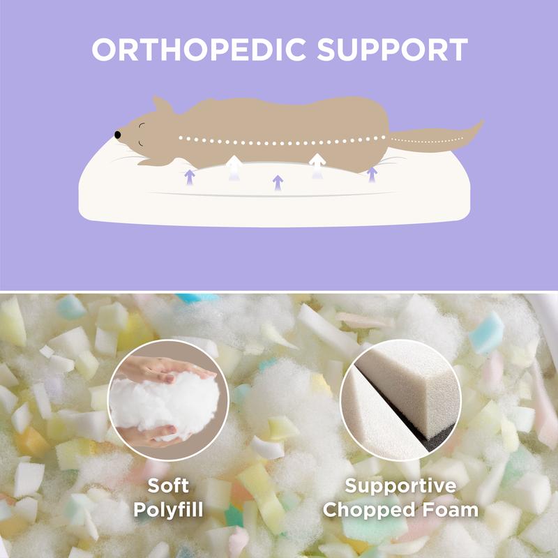 Lesure Thick Warm Washable Pet Mattress for Crate - Cozy Shredded Chopped Foam Pet Bed with Removable Cover, TikTokShopBlackFriday, Cute Modern Fuzzy Plush, Anti Slip Bottom Bedding Pad, Stylish Design for Indoor & Outdoor Use, Perfect for Winter Comfort