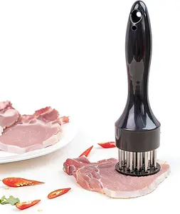 21 stainless steel needles,Professional meat tenderizer with 21 ultra sharp stainless steel needles, easily penetrates various types of fresh meat, softens texture, and tastes faster. It is essential for steak grilling and home cooked meat production