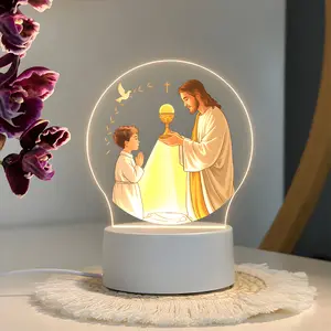 LED Acrylic Night Light with USB Interface and Switch, Perfect for Prayer Corner, Catholic Altar, Bedroom Gift, Home Decor Lamp