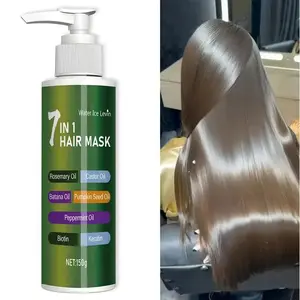 7-in-1 Hair Mask, Moisturizing Hair Mask, improves dry, frizzy, and tangled hair, softens hair damaged by perming and coloring, enriched with keratin, biotin, batana oil, rosemary oil, and other nourishing ingredients, suitable for all hair types