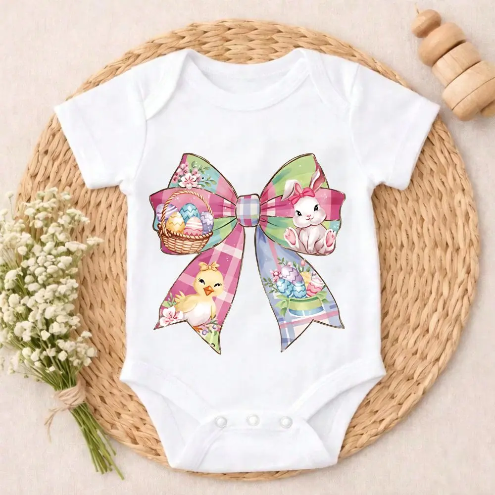 Newborn Baby Girl Boy Bodysuit Romper Outfit Easter Bunny Chick Basket Bow baby clothes boy Infant Romper Baby Bodysuit Gentle on Skin Perfect Present for Baby Shower, New Mom, Grandparents, Ideal for First Photos & Special Days
