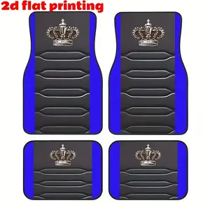 4pcs Universal Car Floor Mats, Thickened Print Crown Design, Fits Most Models, Tesla Mdy, Suv, Elegant Interior Decor, Halloween Christmas Gift
