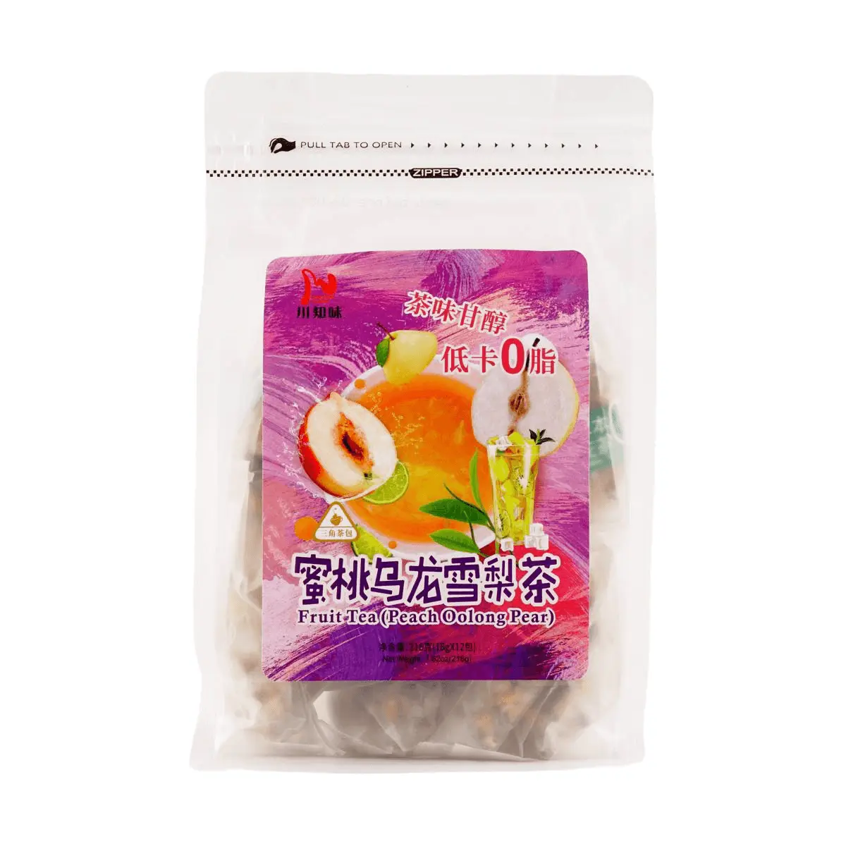 Sichuan Peach Oolong Pear Tea Bags 216g - Low Calorie, Zero Fat, Healthy Fruit Infusion for Refreshment