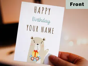Customized Birthday Card Child Boy Girl with Personalized Name – 4.25 x 5.5 Inches – with Kraft Envelope A2 Size Matte Finish