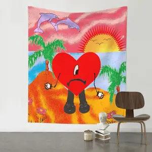 Valentine’s Day Heart Artwork Tapestry, Lightweight Romantic Photo Print Tapestry Wall Mural, Art Wall Decor Room Decoration Gift for Home Supplies