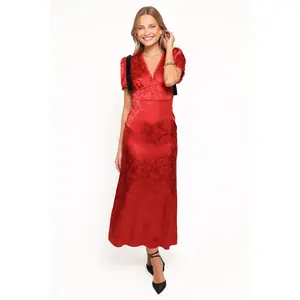 Lomandra Maxi Dress - Red Jacquard