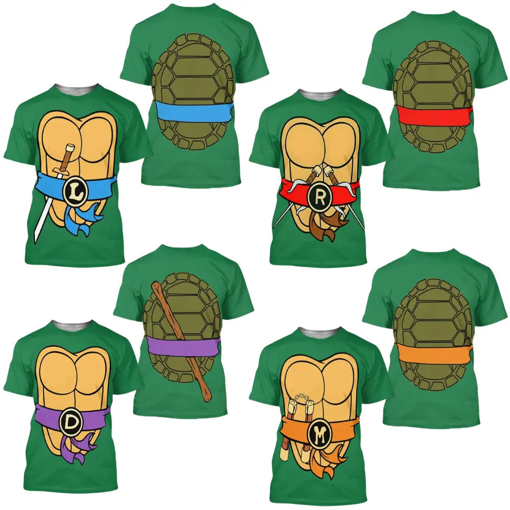 Teenage Mutant Ninja Turtles Unisex 3D Graphic T-Shirt, Green Turtle Armor Cosplay Costume Short Sleeve Tee, Gift for Movie Lovers & Gamers