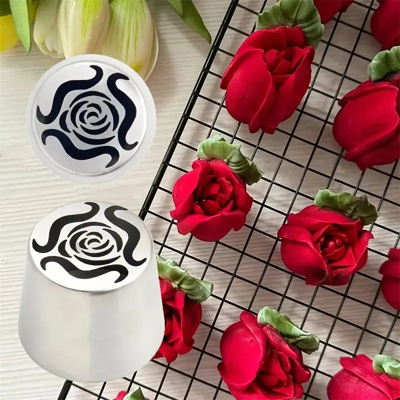 2 Count Extra Large Stainless Steel Nozzle, Birthday Christmas Cake Rosebuds DIY Piping Tips, Cupcake Decoration Baking Tool, Cake Decoration Tools