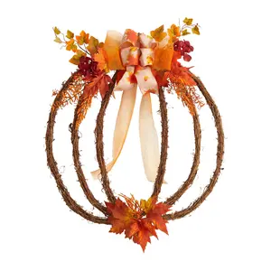 Nearly Natural 26" Autumn Pumpkin Vine Fall Wreath