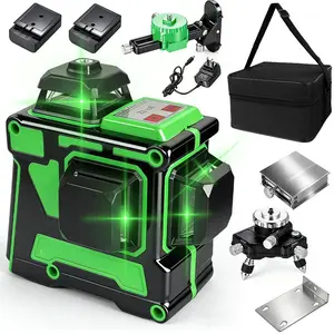 Professional 12 Line Green Laser Level Self Leveling Auto Leveling ≤3°, Waterproof Dustproof Construction Laser Level with 1/4 Inch Tripod Mount, Ideal for Building Renovation, Tiling, Flooring, Wall Alignment and Job Site Projects