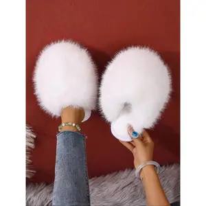 Women's Plush Slippers, Soft Fuzzy Interior Design, Warm Comfortable Winter Home Shoes, Fall & Winter Casual Footwear, House Slippers