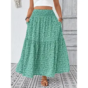 Women's Plus Size Summer Vacation Style Midi Skirt, Flattering Design for Comfort and Style, Perfect for Warm Weather Outings