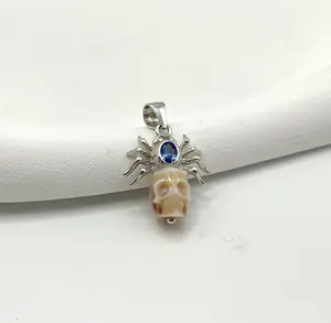 【PN45】Avant-Garde Series, S925 Skull Carved Pearl Pendant Necklace – Unique Design for Bold Style