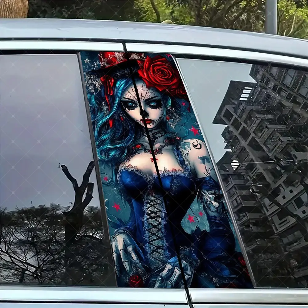 Gothic Girl Vinyl Stickers, Car B-Pillar Protection Decals, Universal Car Sticker, Sticker for Cars, Easy Peel & Stick, Sunproof Waterproof Scratch-Resistant, Fits All Cars, Stylish Car Merch