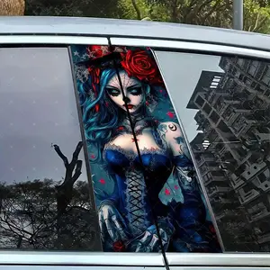 Gothic Girl Vinyl Stickers, Car B-Pillar Protection Decals, Universal Car Sticker, Sticker for Cars, Easy Peel & Stick, Sunproof Waterproof Scratch-Resistant, Fits All Cars