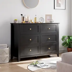 Bedroom Storage Dresser with Deep Drawers and Metal Pulls, Freestanding Wood Chest for Clothing Organization, Versatile TV Support and Entryway Cabinet