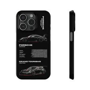 Black White PORSCHE 911 GT3 R IPHONE CASES, iPhone 15 14 13 12 11 X Xr, Samsung S21 S22 Phone Case