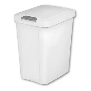 LisaDepot 7.5 Gallon White Wastebasket with Touch-Open Lid Ideal Office Trash Can Under Sink Garbage Can for Kitchen Bathroom Mudroom