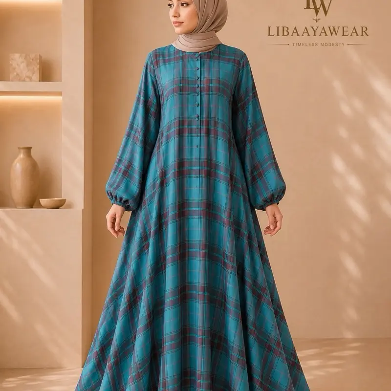 Premium Checked Modest Abaya | Elegant Everyday Wear
