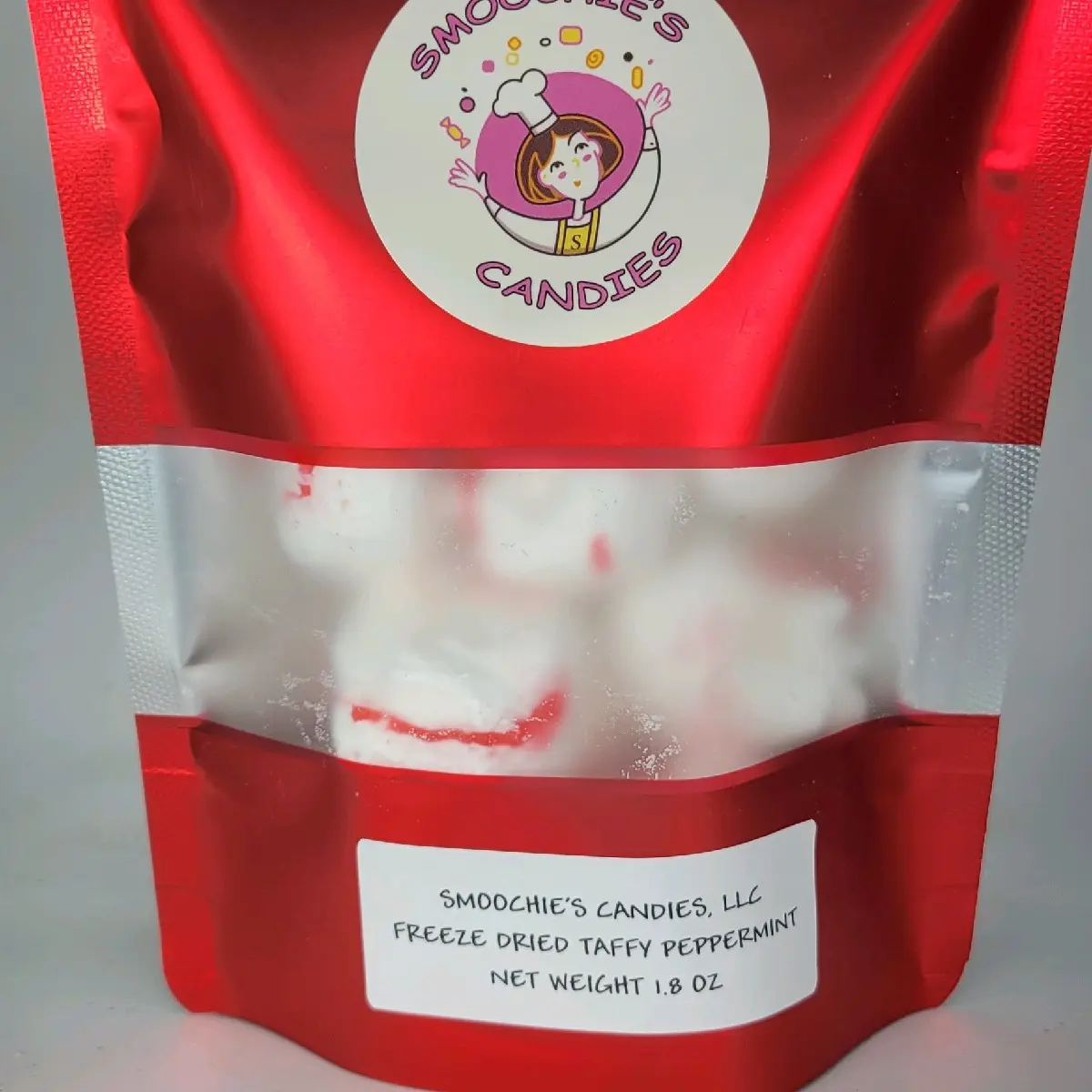 Freeze dried saltwater taffy peppermint
