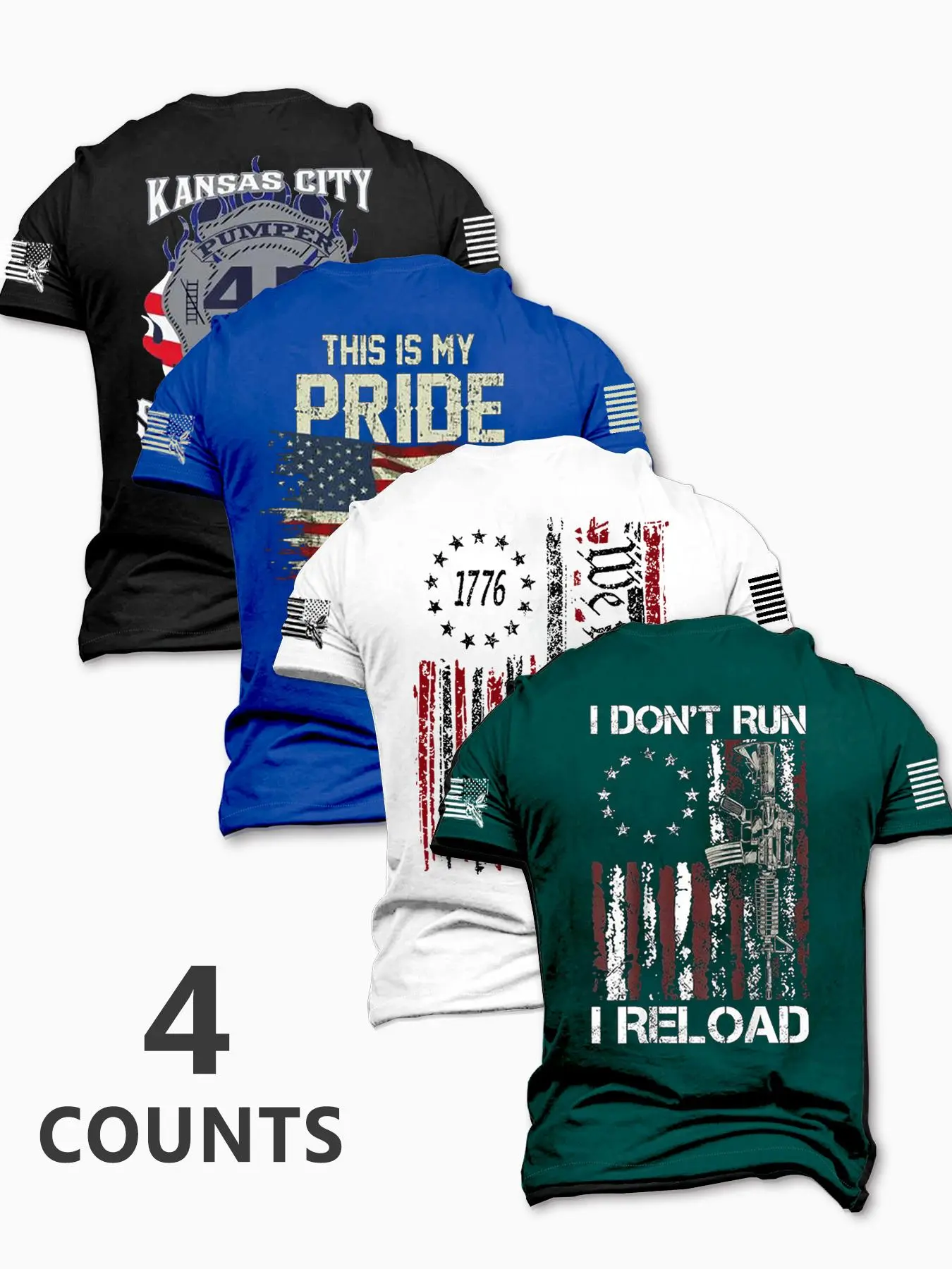 Men's American Flag Print Round Neck Classic Tee, Regular Fit Casual Streetwear Short Sleeve T-shirt for Summer, Men's Top for Daily Wear Set