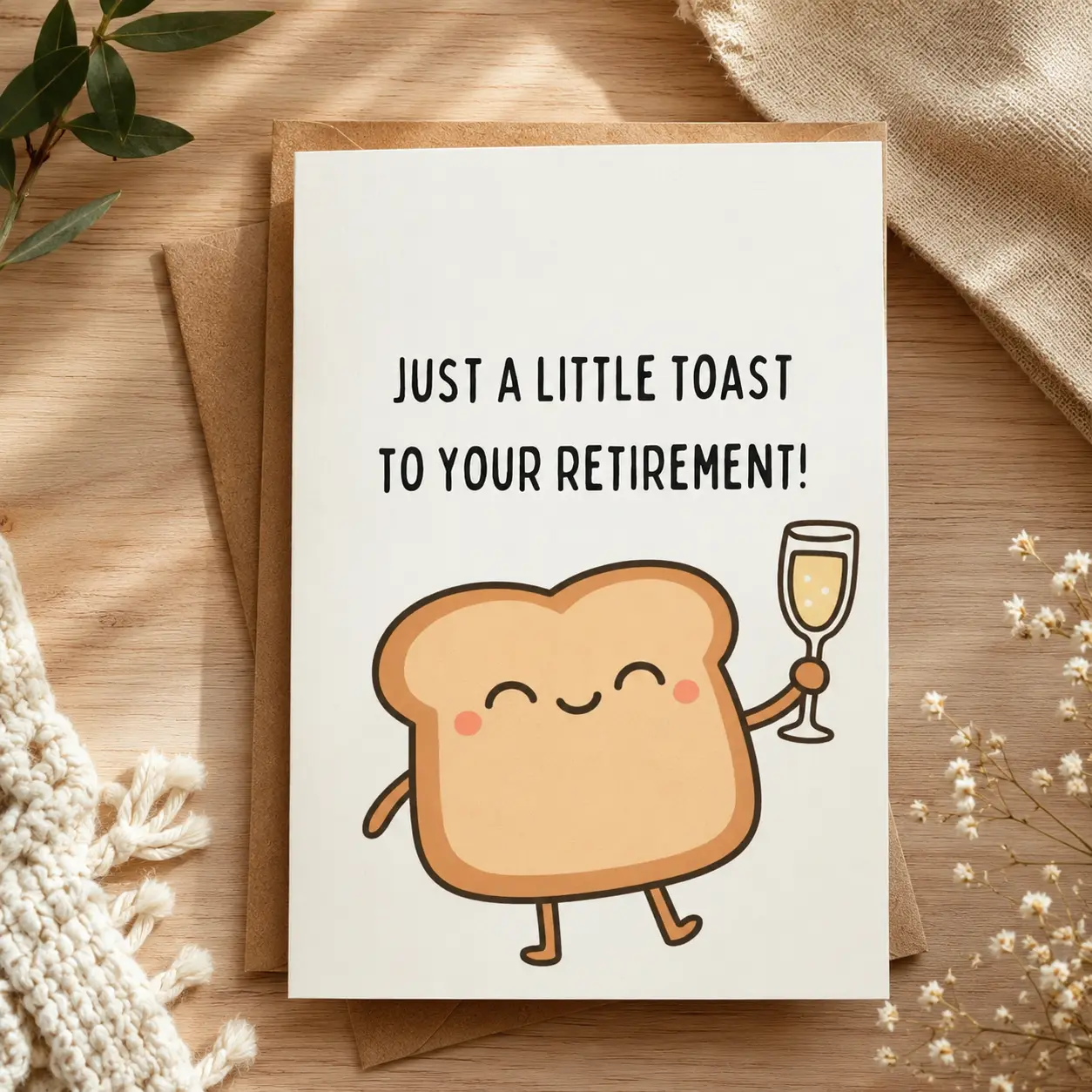 Funny Toast Retirement Card | Coworker Farewell Greeting Card (A6 Size)