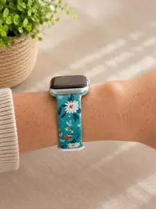 Teal Floral Watch Band – Cute Daisy Silicone Watch Strap – Boho Flower Watch Band for Women