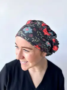 DuoStyle Scrub Hat - Gold Lined Floral