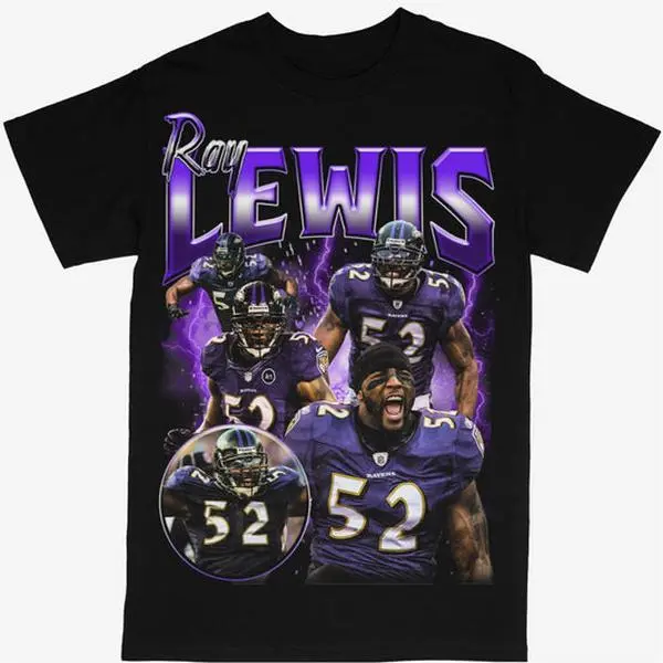 Ray Lewis T-shirt For Men Women, For Fans Unisex Casual Streetswear Top Baltimore Ravens Football