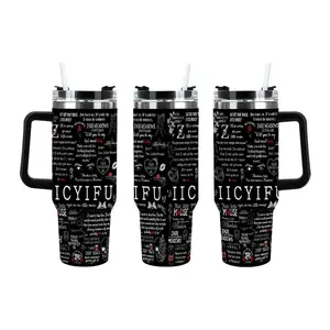 Haunting Adeline Dark Romance 40oz Tumbler, Zade Meadows Quote Insulated Travel Mug, Hunting Adeline Cat and Mouse Duet Merchandise, Large Capacity Stainless Steel Cup with Handle and Straw