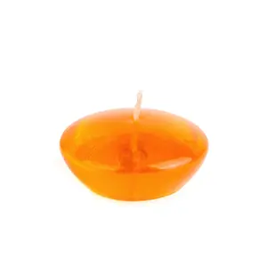212 MAIN Round Unscented 3 in. Clear Gel Floating Candles, Orange Decoration Ornaments - 6 Pieces per Box, Home Decor Supplies