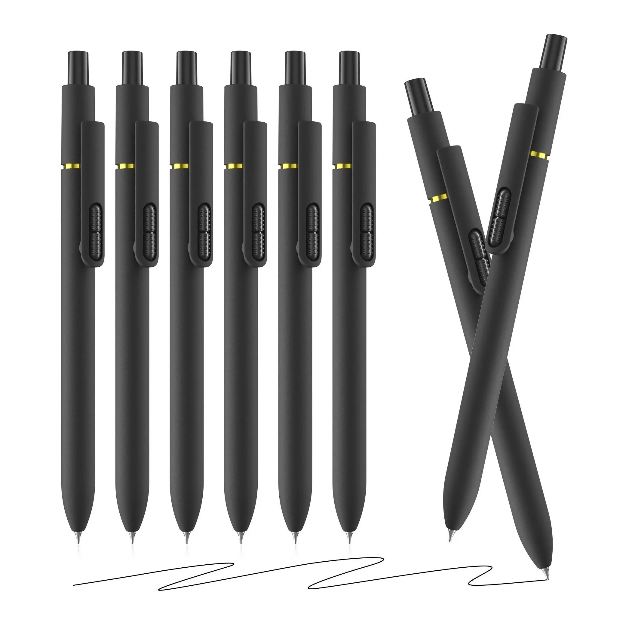 8Pcs Pure Black Gel Pens, 0.5mm Fine Tip Quick Dry Smooth Journal Pens, Black Ink Pens for Writing, Note Taking, Planner & Sketching, Back to School Must Haves, Student Classroom & Office Stationery Supplies