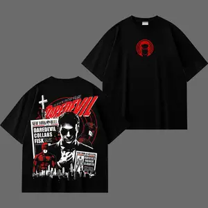 Daredevil Vintage Graphic T-Shirt, Devil of Hell’s Kitchen Superhero Tee, Street Vigilante Comic Hero Shirt, Daredevil Mask Print Graphic Tee, Retro Comic Style T-Shirt, Oversized Cotton Streetwear, Comic Fan Gift, Superhero Graphic Tee for Fans