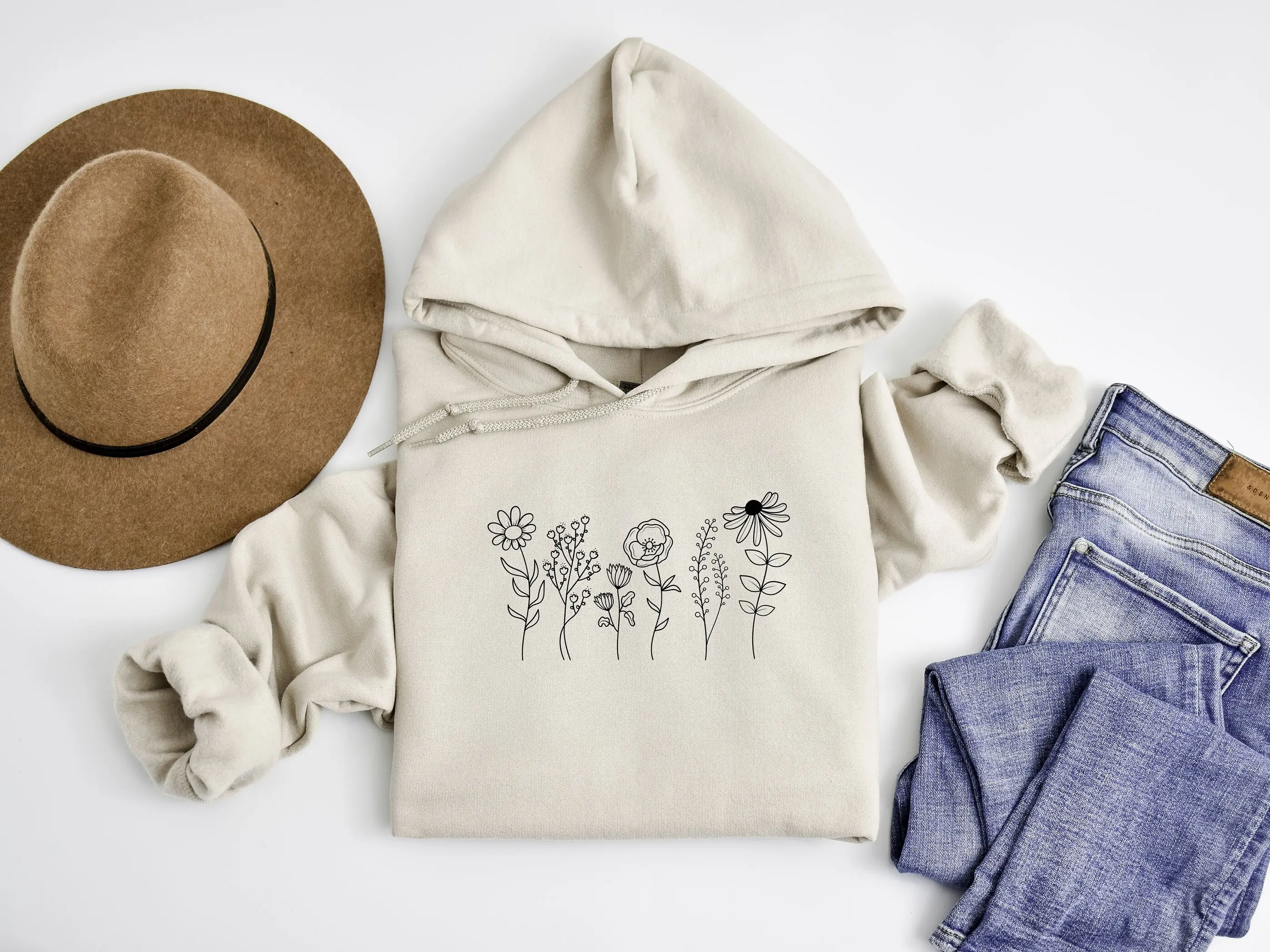 Wildflower Hoodie,Floral Sweatshirt,Flower Hoodie,Gift For Her,Valentines Day Shirts For Woman,Wildflowers Sweatshirt,Flower Sweatshirts Gift Cotton