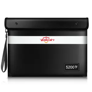 Vailoin 5200℉ Fire and Water Resistant Document bag with Reflective Strips, Waterproof Zipper And Hand Strap. portable cosmetic a4 letter small zipper moisture proof durable storage