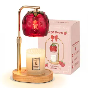 Strawberry Candle Warmer Lamp, with 2 Bulbs, Height Adjustable with Timer, Unique Glass Strawberry Design For Home & Bedroom Decor, Ideal Gift for Birthday/Mother's Day, Girl's Gift