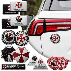 3D Aluminum Car Umbrella Corporation Badge Body Trunk Decoration Sticker Decals for AUDI SKODA FORD VOLVO TOYOTA KIA FIAT SUZUKI