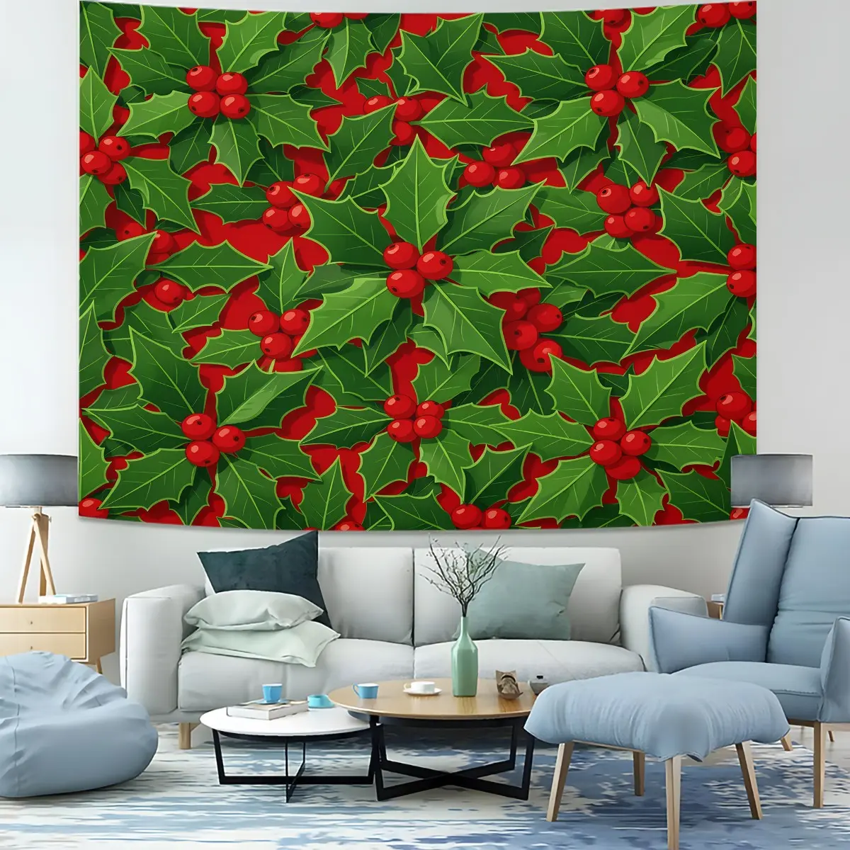 Hand-Painted Colorful Plant Tapestry, Warm Botanical Wall Hanging, Modern Youthful Soft Decor, Hides Clutter & Switch Panel, Ideal for Housewarming, Birthday, Christmas Gift