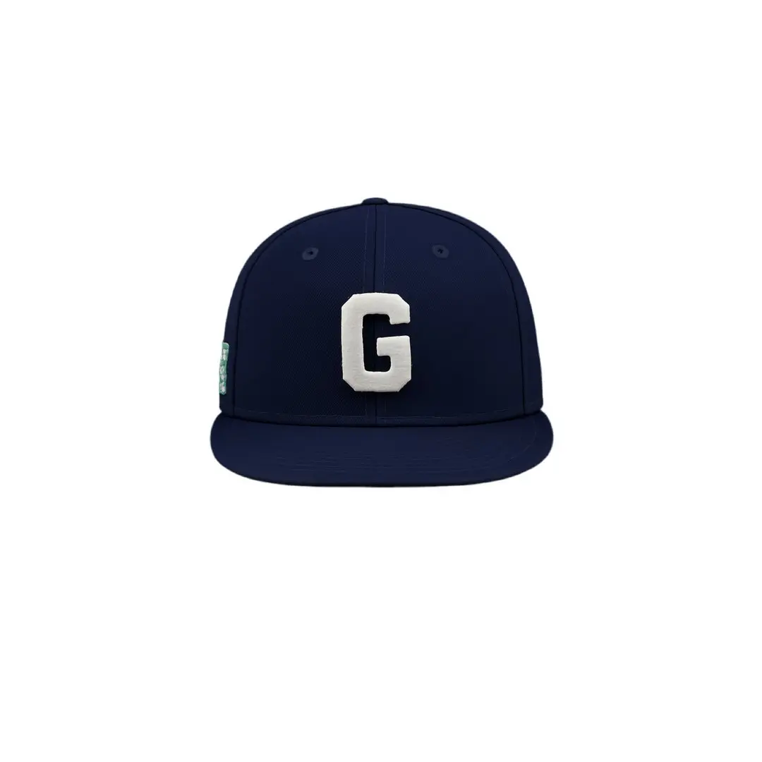 Growboy 94ninty Fitted Cap - 100% Acrylic Crown Green Underbrim Structured 6-Panel Flat Round Brim with Embroidered G & Grow Lettering